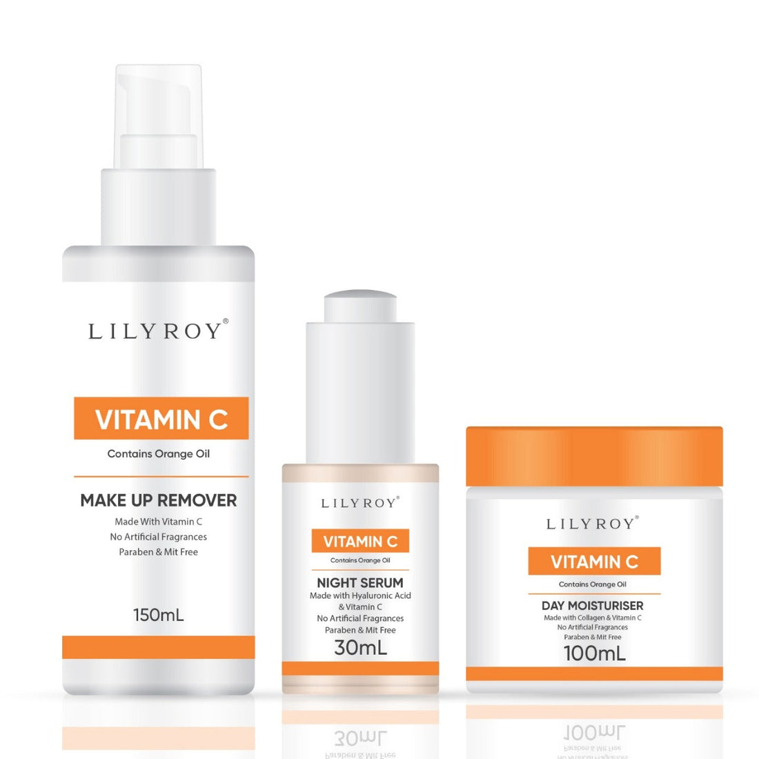 Lilyroy Vitamin C Skincare Set – Makeup Remover + Night Serum + Day Moisturiser