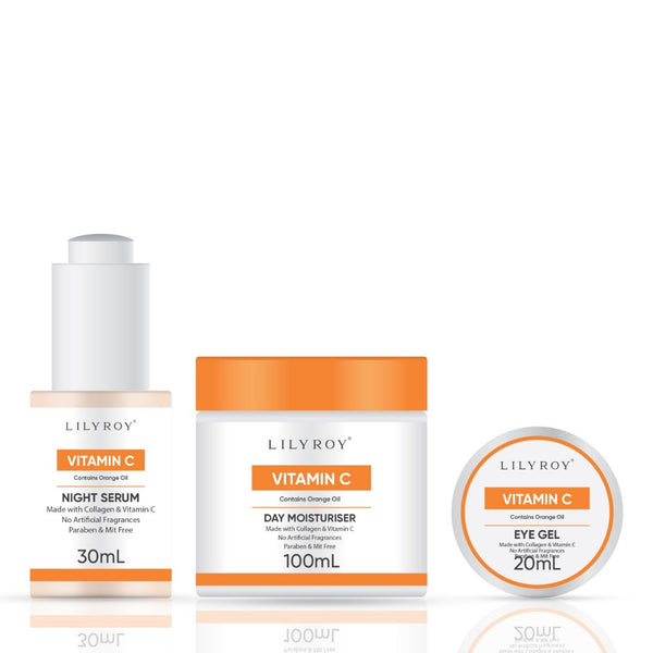Lilyroy Vitamin C Skincare Set – Night Serum + Day Moisturiser + Eye Gel