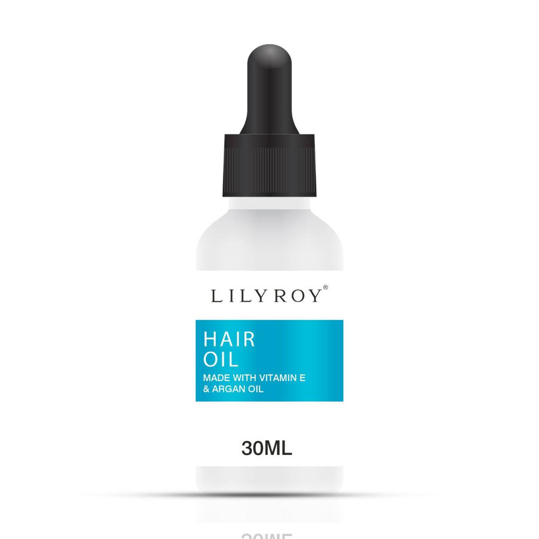 Lilyroy Hair Oil with Argan Oil 30mL frosted white bottle with teal label
