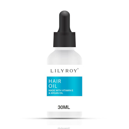 Lilyroy Hair Oil with Argan Oil 30mL frosted white bottle with teal label