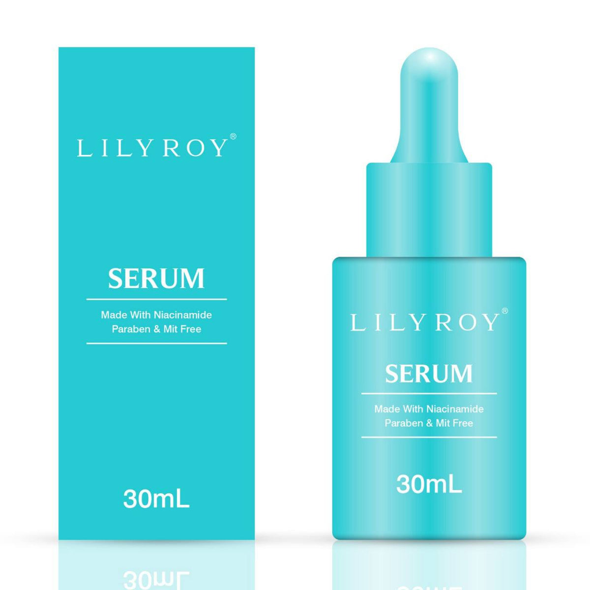 Lilyroy Niacinamide Serum 30mL teal bottle with box