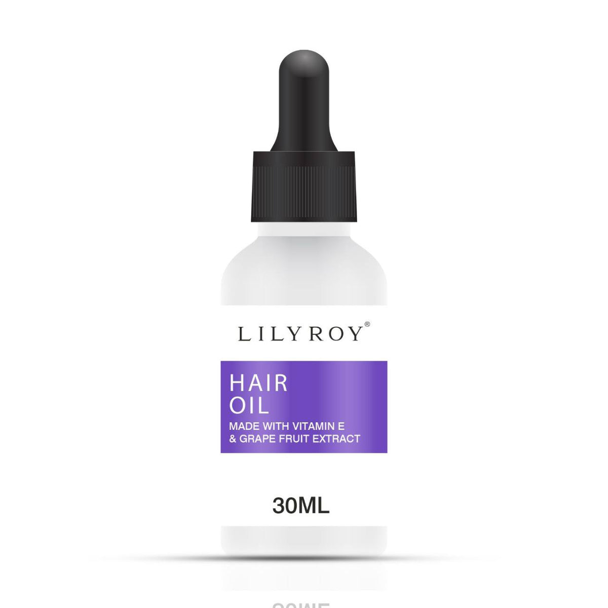 Lilyroy Hair Oil with Grape Fruit Extract 30mL frosted white bottle with purple label