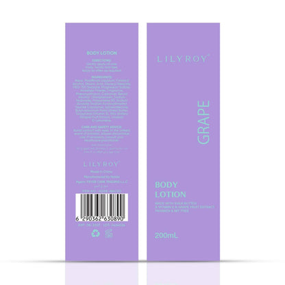Lilyroy Grape Body Lotion 200mL box front and back